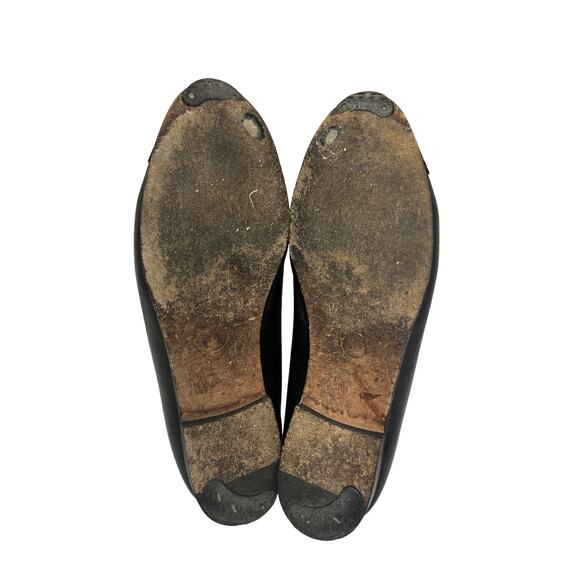 CHANEL Black Leather Grosgrain Cap Toe CC Logo Bow Ballet Flats Size 37.5 US 7.5 - Picture 8 of 11